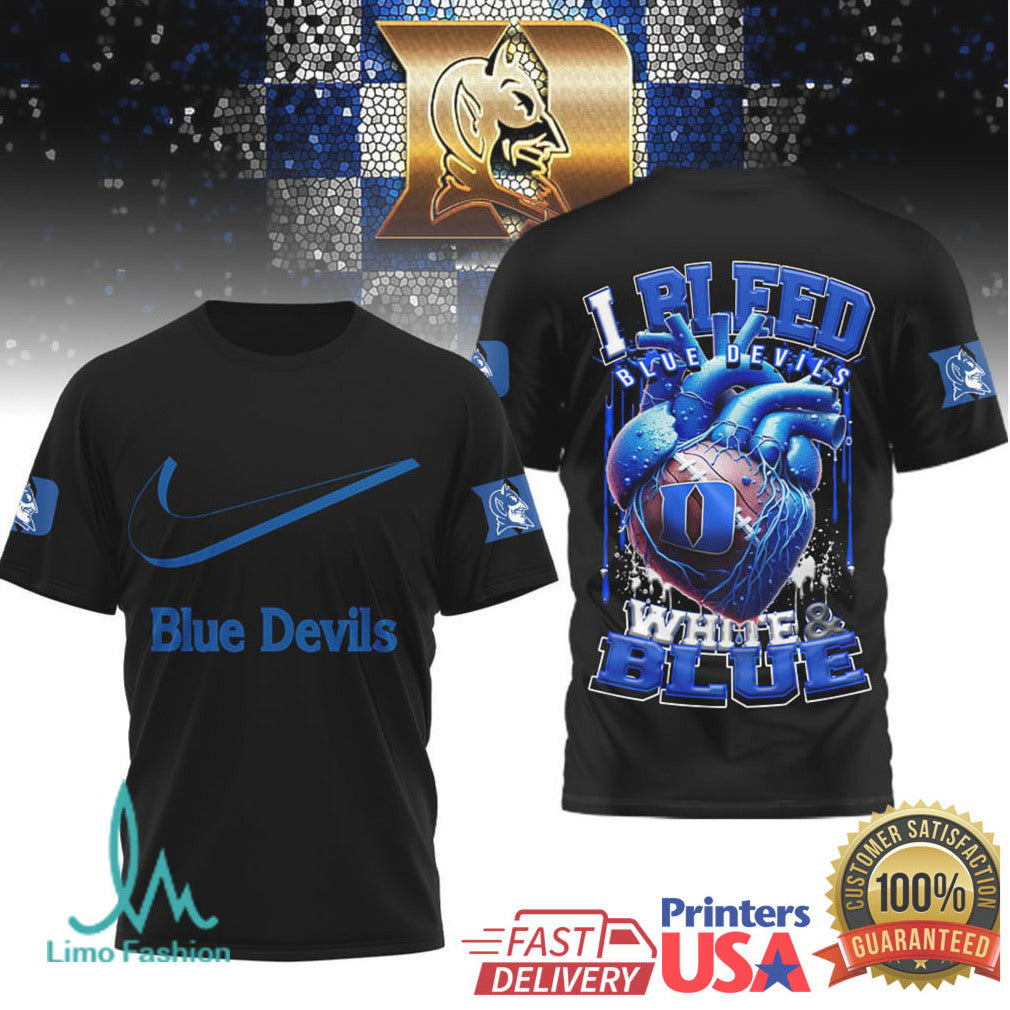 Duke Blue Devils I Bleed White & Blue T Shirt - Limotees LLC