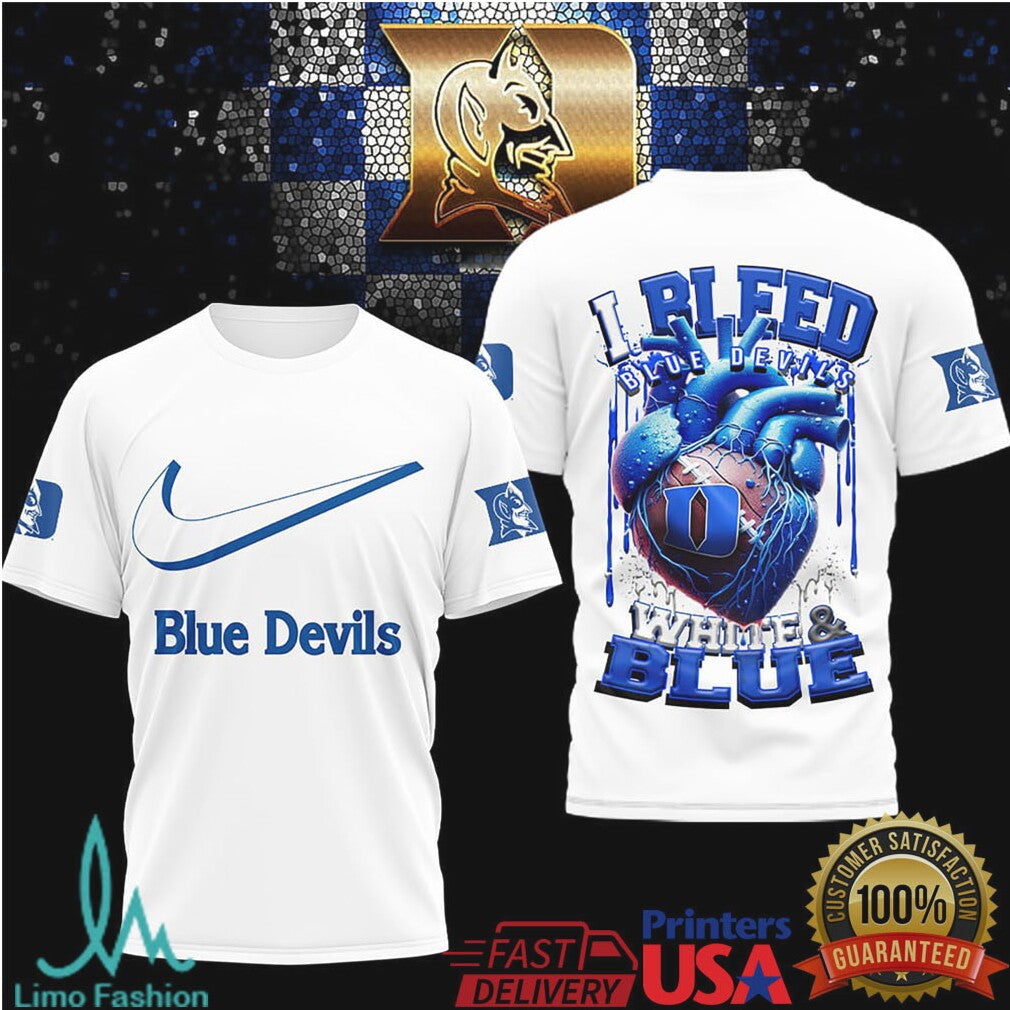 Duke Blue Devils I Bleed White & Blue T Shirt - Limotees LLC