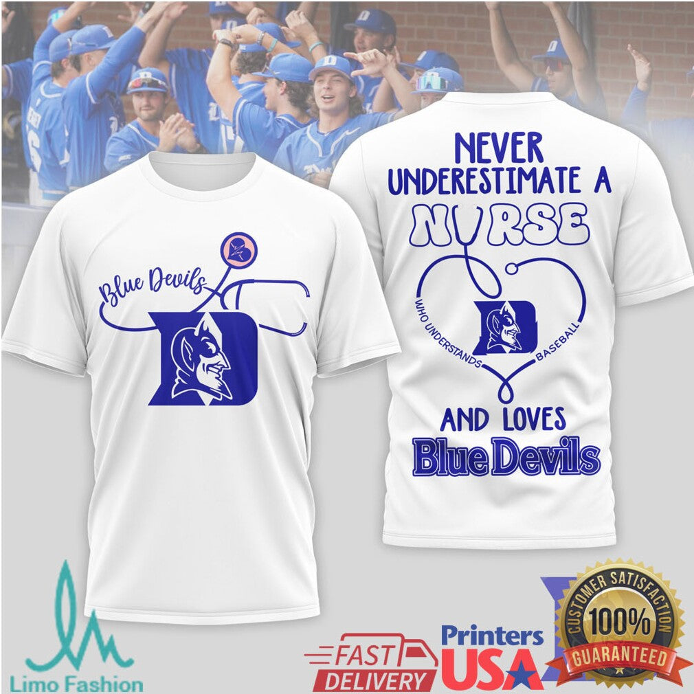 Duke Blue Devils Nurse T Shirt Proud Nurse and College Baseball Fan Gift T Shirt - Limotees LLC