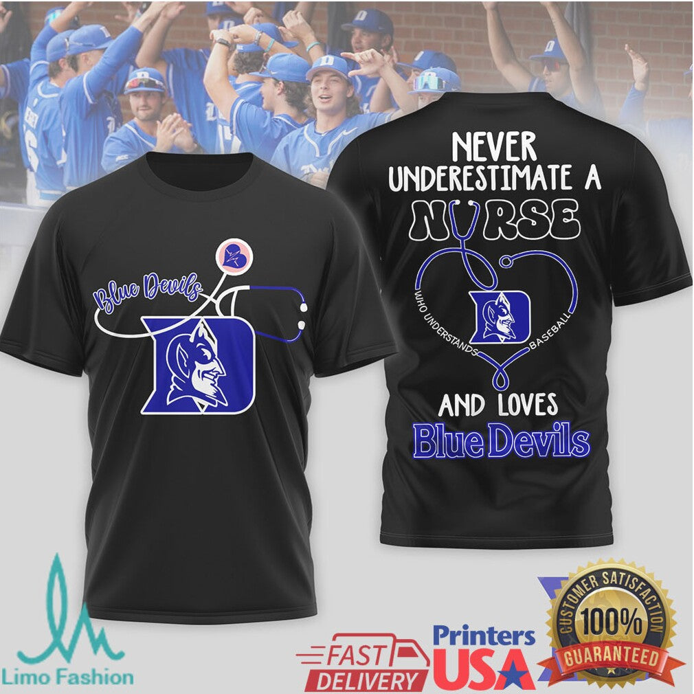 Duke Blue Devils Nurse T Shirt Proud Nurse and College Baseball Fan Gift T Shirt - Limotees LLC