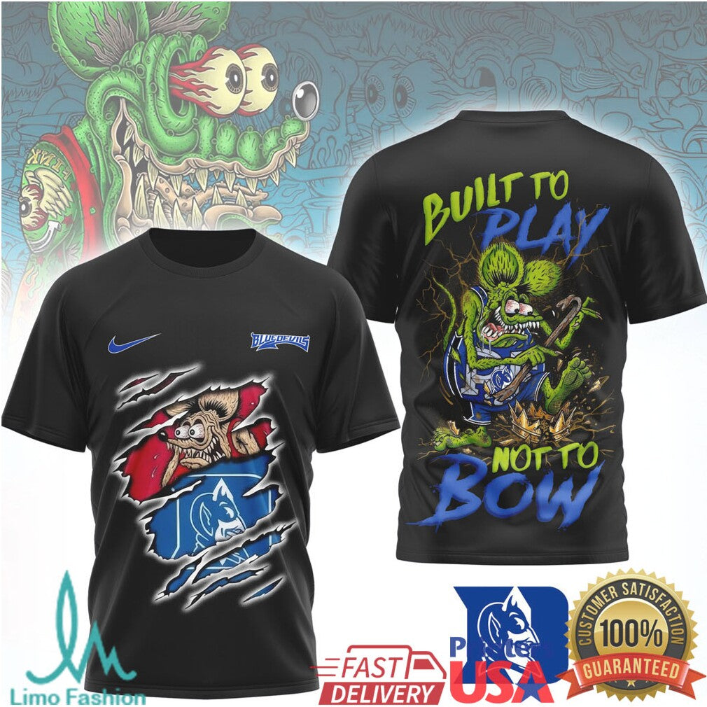 Duke Blue Devils Rat Fink Style Graphic T Shirt Black - Limotees LLC