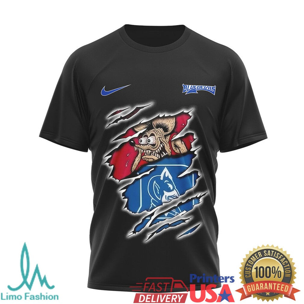 Duke Blue Devils Rat Fink Style Graphic T Shirt Black - Limotees LLC