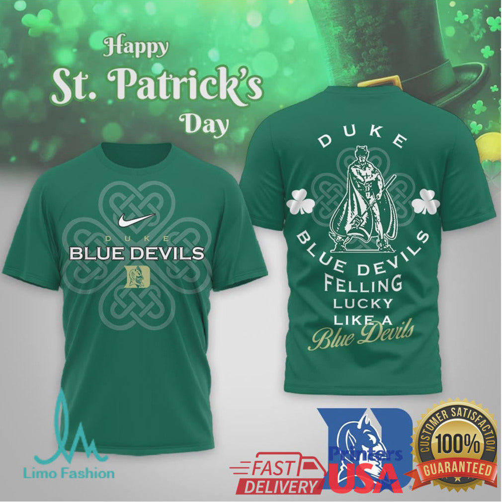 Duke Blue Devils St. Patrick's Day Celtic Cross Heritage T Shirt - Limotees LLC