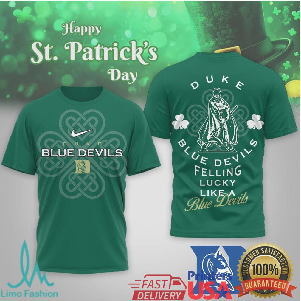 Duke Blue Devils St. Patrick's Day Celtic Cross Heritage T Shirt - Limotees LLC