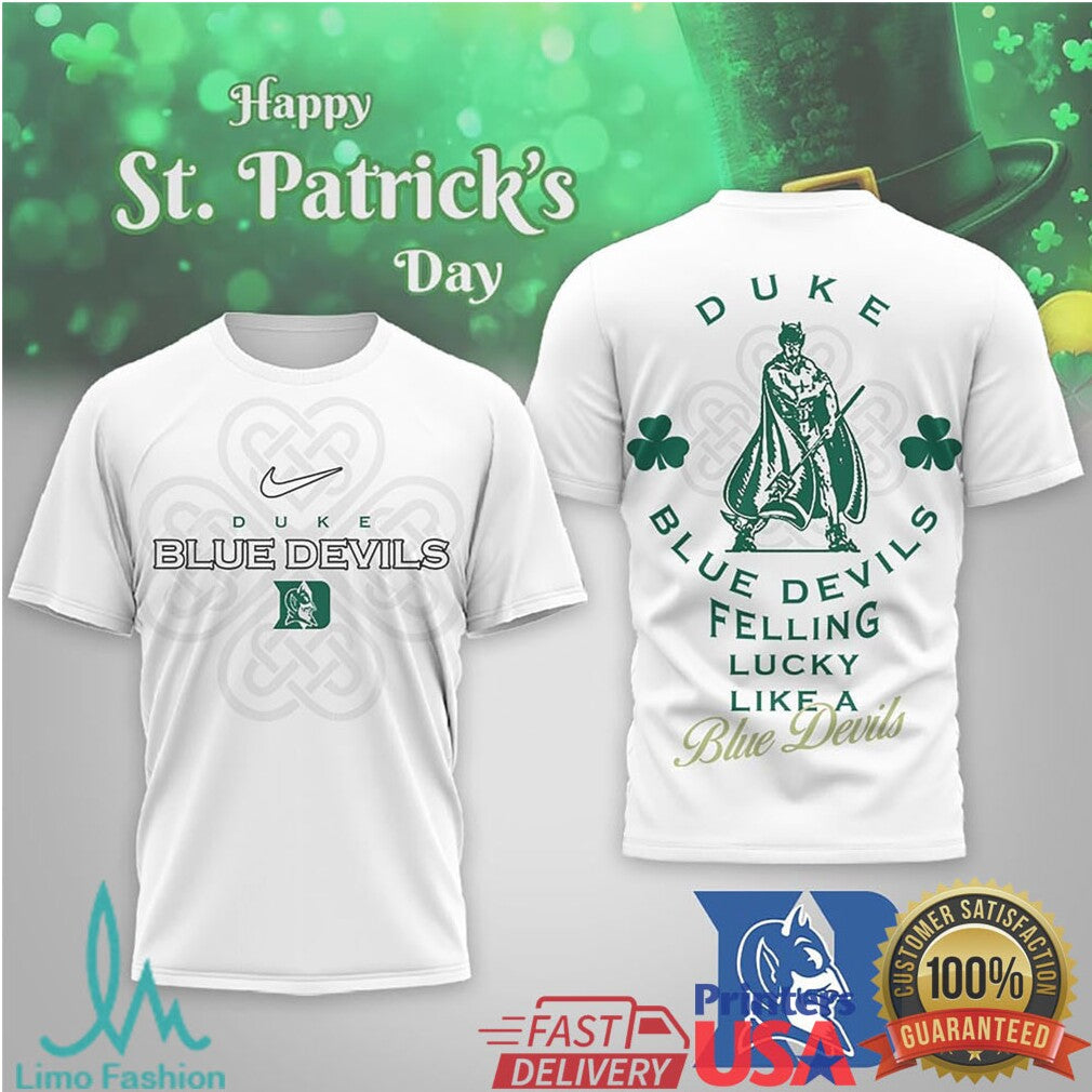 Duke Blue Devils St. Patrick's Day Celtic Cross Heritage T Shirt - Limotees LLC