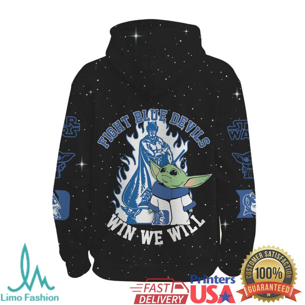 Duke Blue Devils Star Wars Grogu Fight Blue Devils 3D T Shirt - Limotees LLC