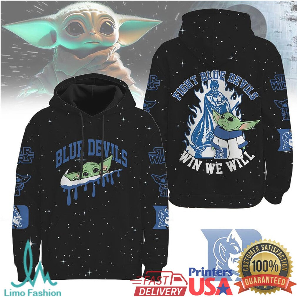 Duke Blue Devils Star Wars Grogu Fight Blue Devils 3D T Shirt - Limotees LLC