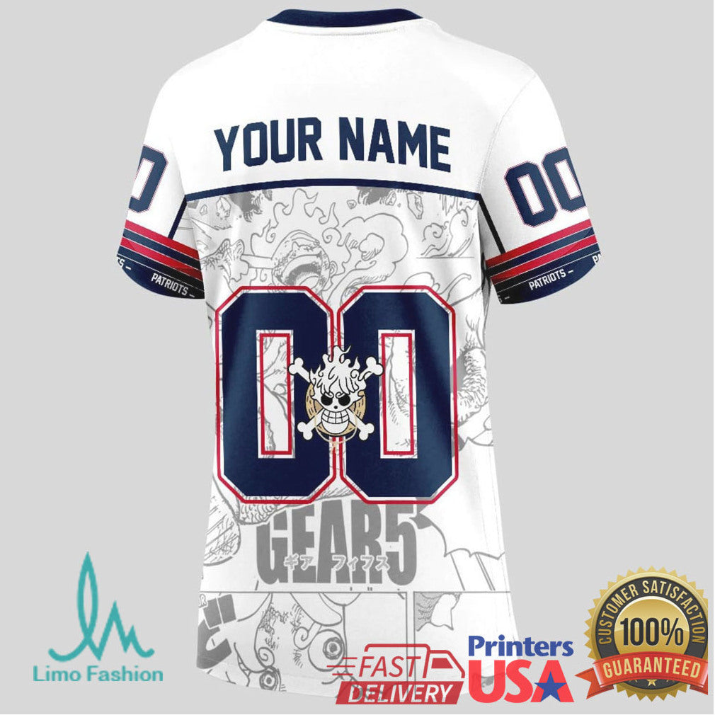 New England Patriots Official NFL Luffy Gear 5 Special Edition Baseball Jersey Custom Name - Limotees LLC