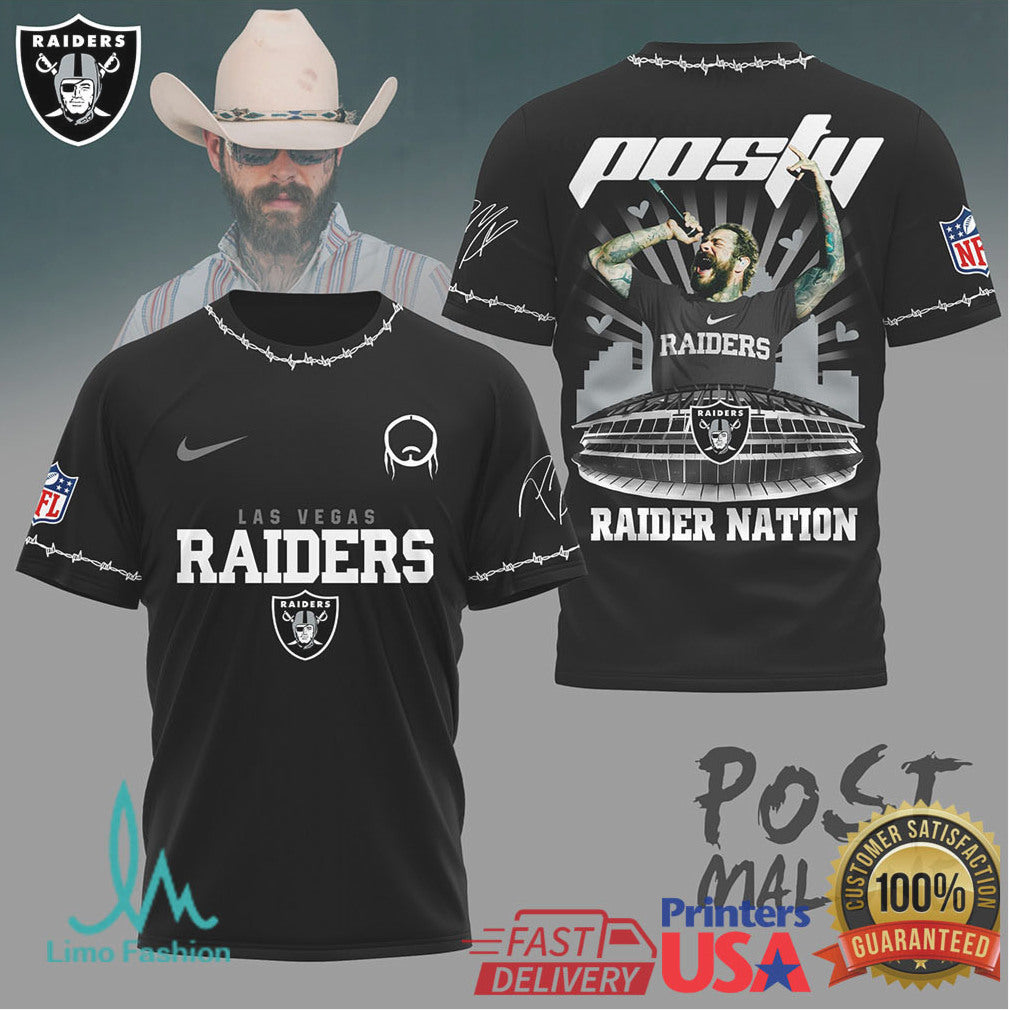 Las Vegas Raiders Official NFL Post Malone Fan 3D Shirt - Limotees LLC
