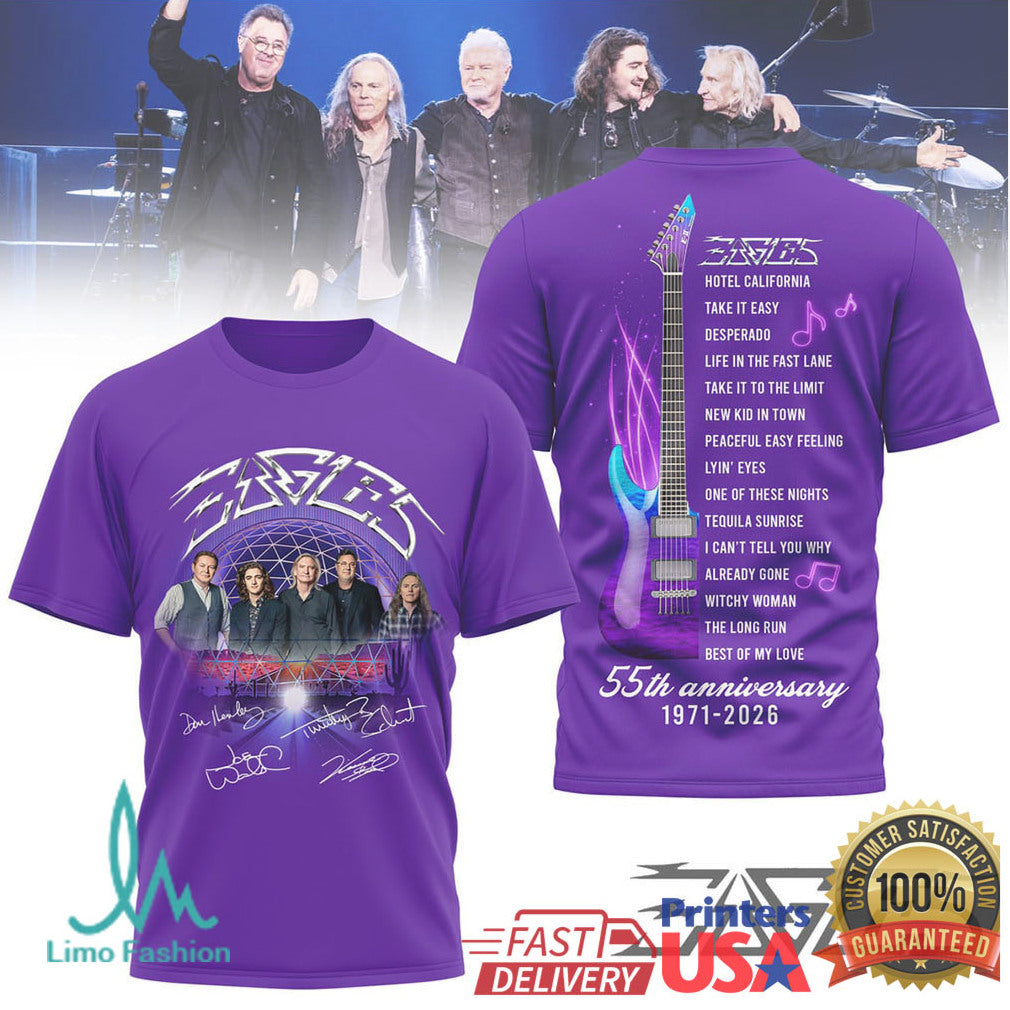 Eagles 55Th Anniversary 1971 2026 Tour Tshirt Signatures - Limotees LLC