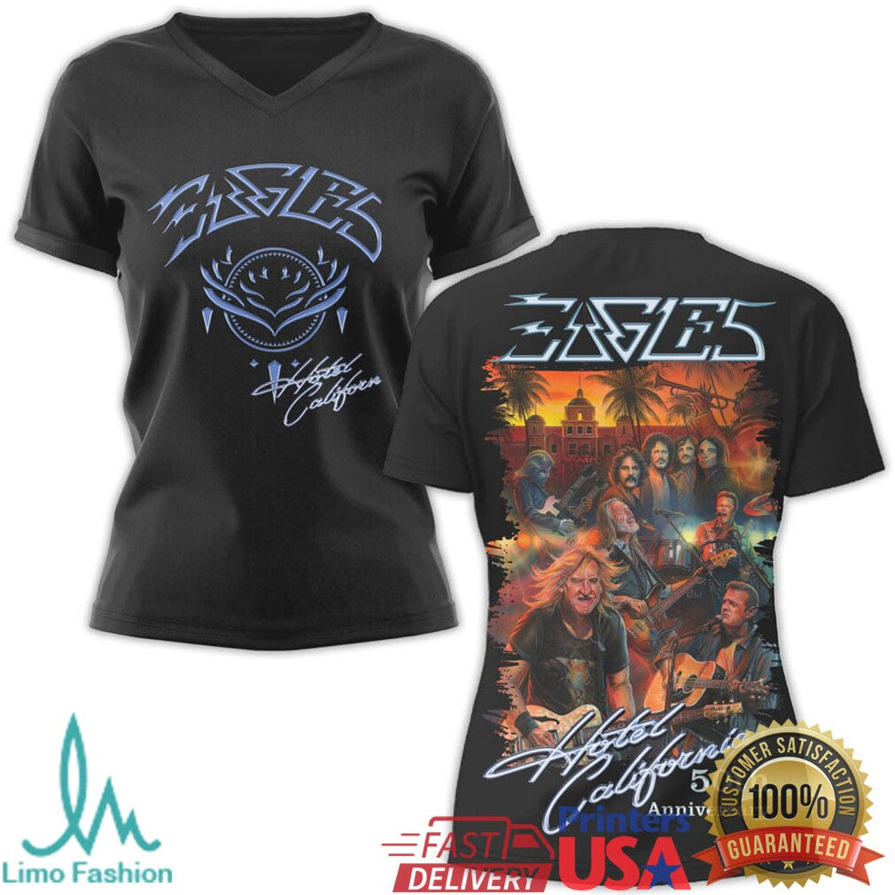 Eagles Hotel California 50th Anniversary Black Commemorative Shirt - Limotees LLC