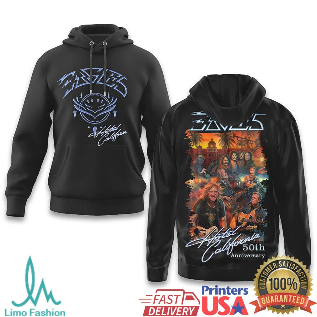 Eagles Hotel California 50th Anniversary Black Commemorative Shirt - Limotees LLC