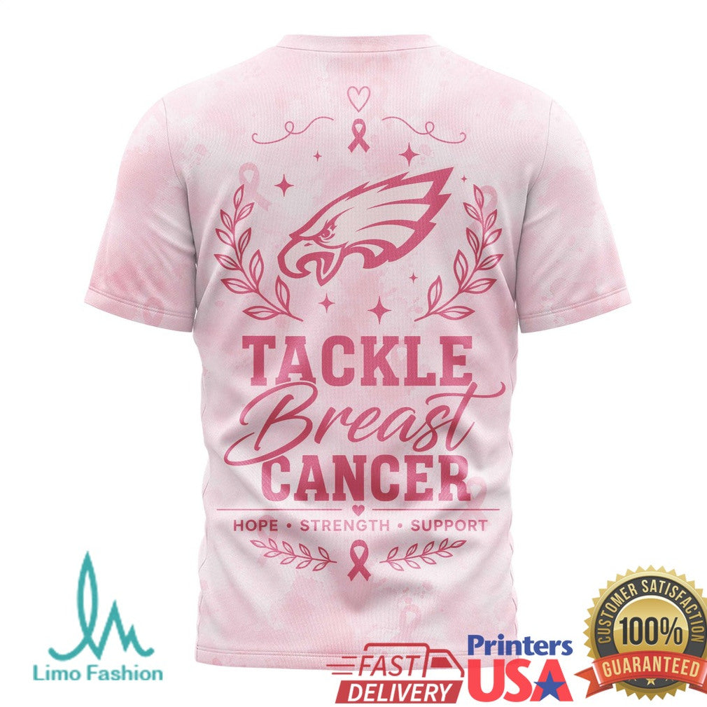 Eagles Tackle Breast Cancer Awareness Pink Ribbons T Shirt - Limotees LLC
