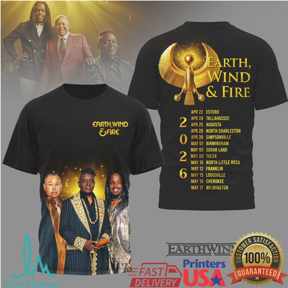 Earth, Wind & Fire 2026 North American Tour T Shirt - Limotees LLC