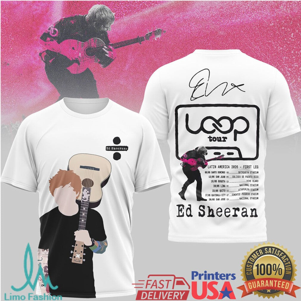 Ed Sheeran Mathematics Loop Tour 2025 Latin America Dates T Shirt - Limotees LLC