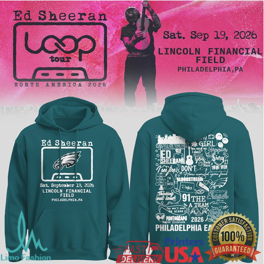 Ed Sheeran x Philadelphia Eagles Collaboration Loop Tour Hoodie - Limotees LLC