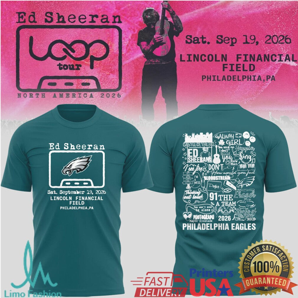 Ed Sheeran x Philadelphia Eagles Collaboration Loop Tour Hoodie - Limotees LLC