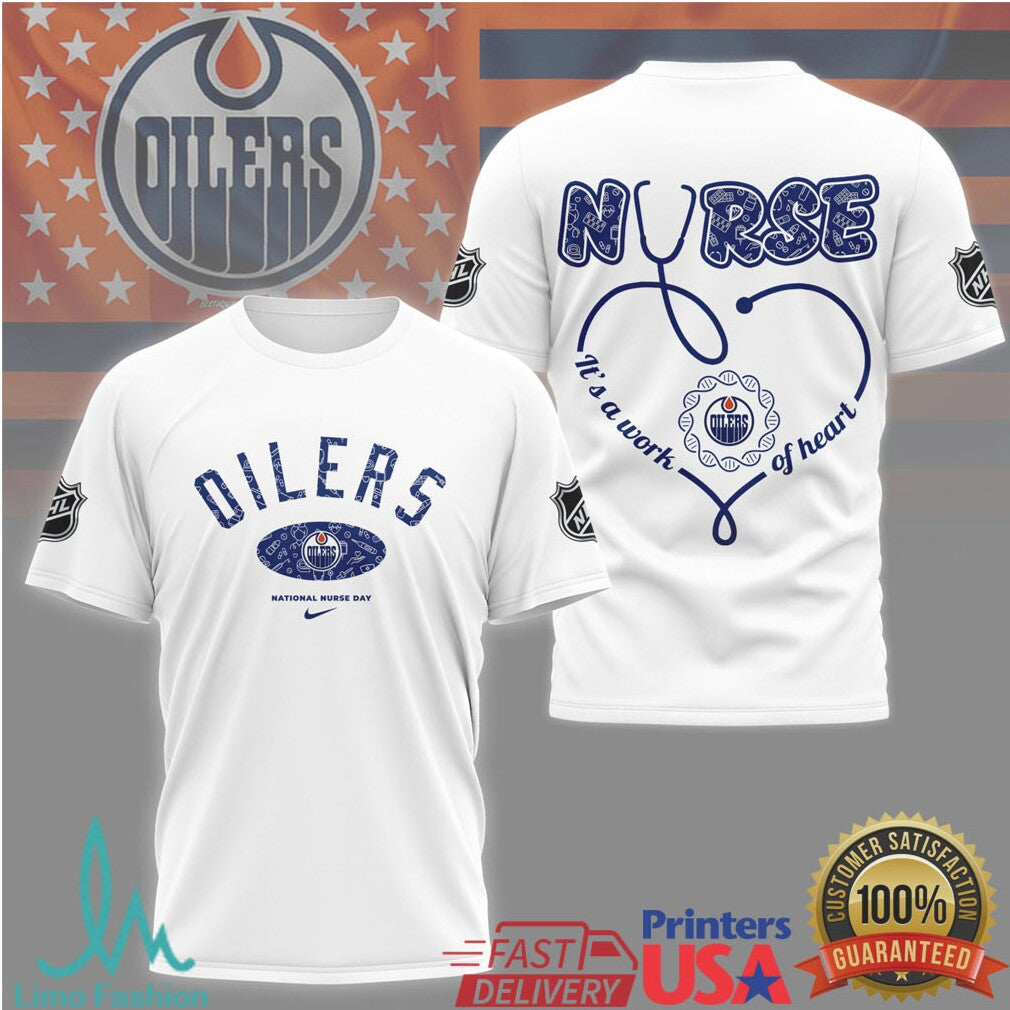 Edmonton Oilers Nurse T Shirt National Nurse Day Hockey Fan Shirt - Limotees LLC