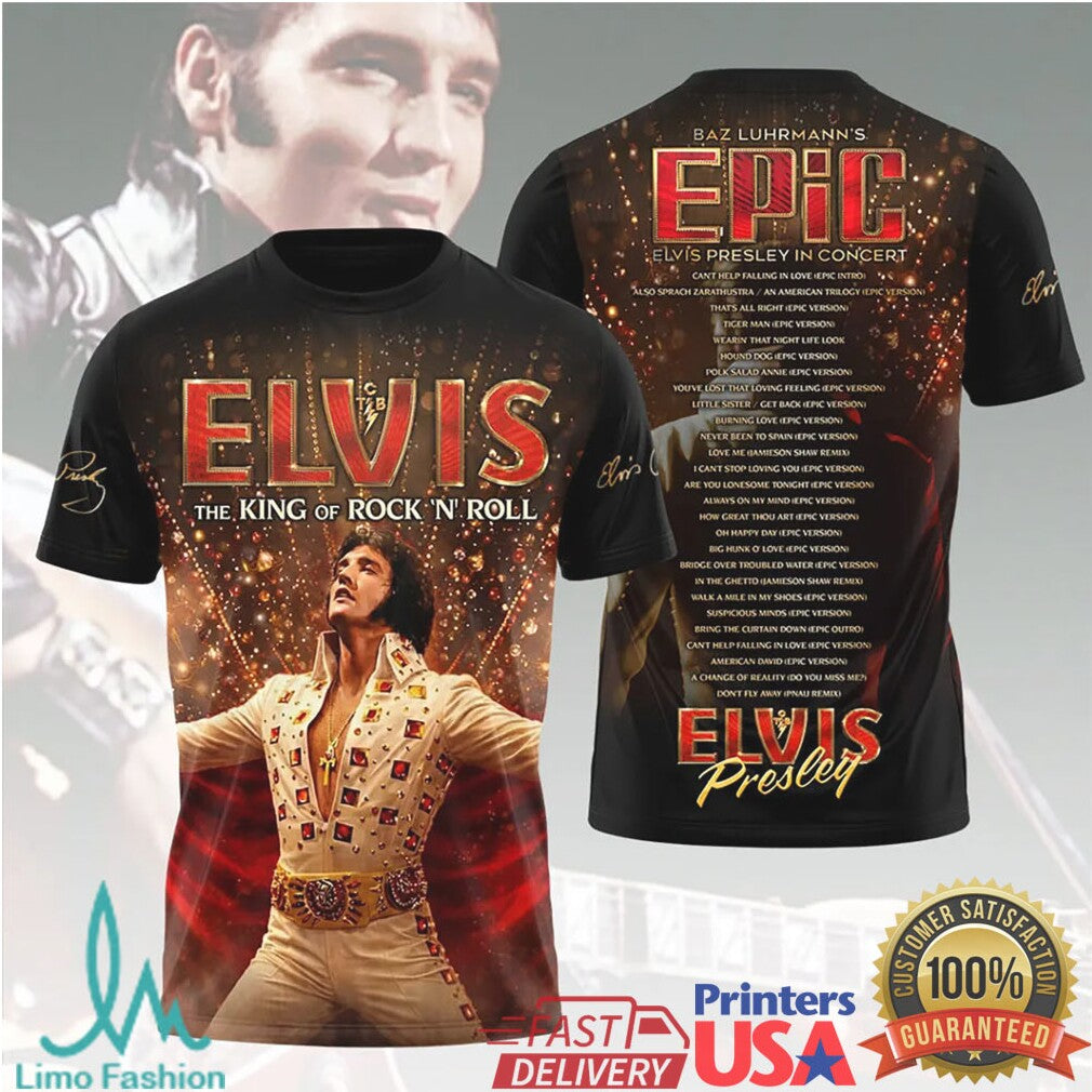Elvis Presley Baz Luhrmann Epic In Concert Vintage Style Men Women Music Fans T Shirt - Limotees LLC