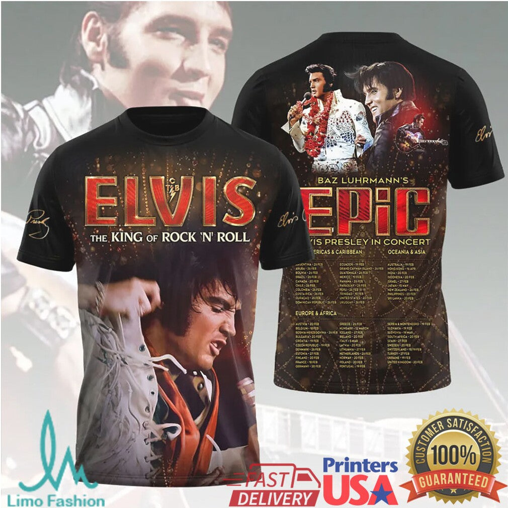 Elvis Presley Baz Luhrmann's Epic The King of Rock N Roll Vintage Concert T Shirt - Limotees LLC