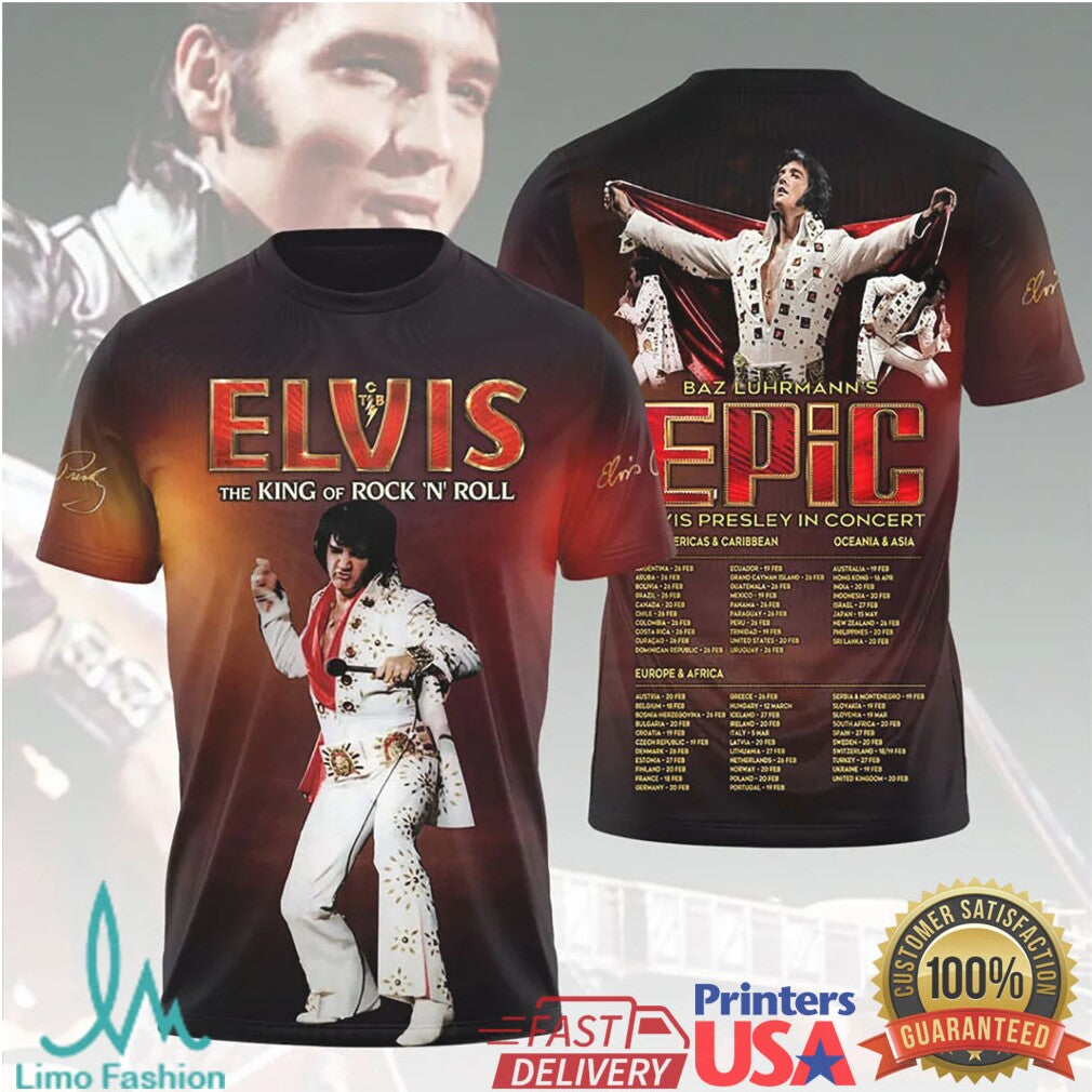 Elvis Presley EPIC In Concert World Tour Baz Luhrmann Style Retro Fans T Shirt - Limotees LLC