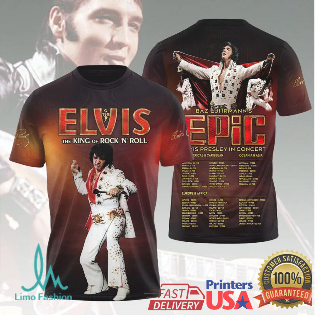 Elvis Presley EPIC In Concert World Tour Baz Luhrmann Style Retro Fans T Shirt - Limotees LLC