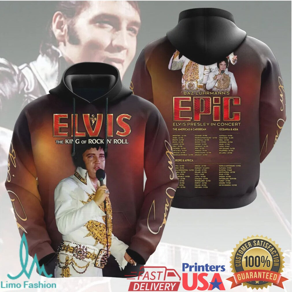 Elvis Presley Epic Concert Performance Photo Gold Belt Retro Fans Men Women T Shirt