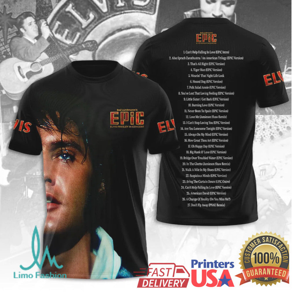 Elvis Presley Epic In Concert 2026 Portrait Retro Rock And Roll Music Fan T Shirt