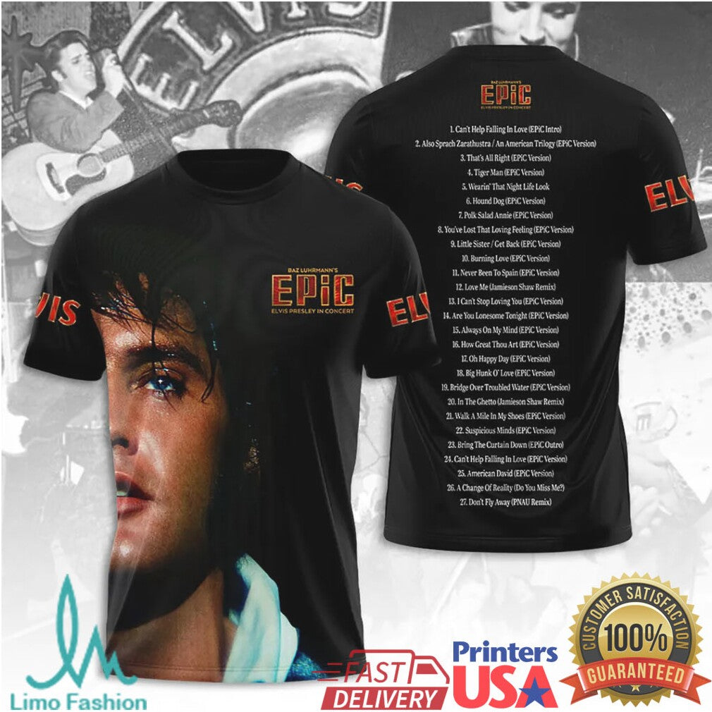 Elvis Presley Epic In Concert 2026 Portrait Retro Rock And Roll Music Fan T Shirt