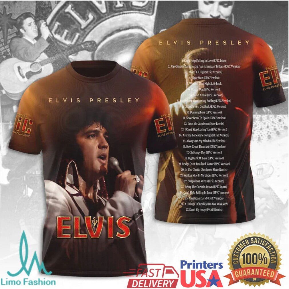Elvis Presley Epic In Concert 2026 Retro Rock And Roll King Tribute Music Fan T Shirt