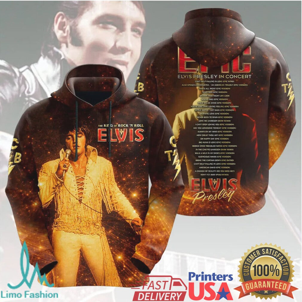 Elvis Presley Epic In Concert Baz Luhrmann Gold Jumpsuit Vintage Retro Music Fans T Shirt - Limotees LLC