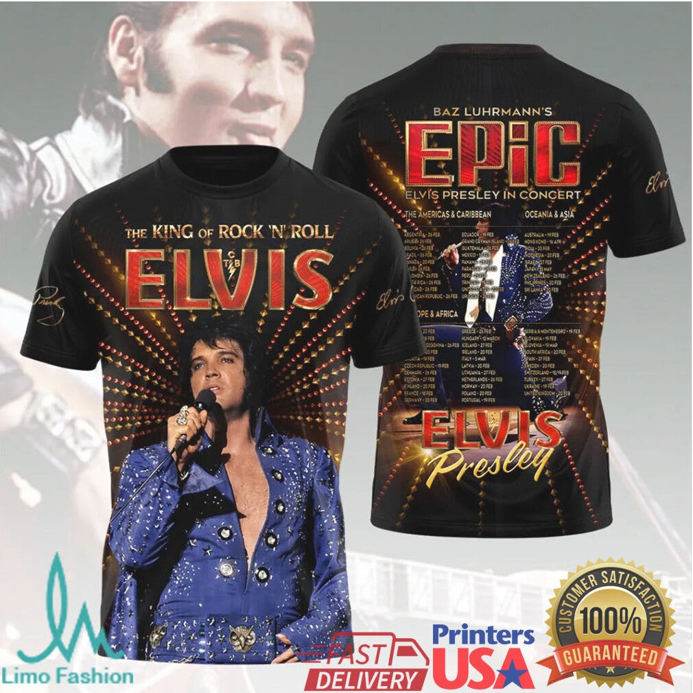 Elvis Presley Epic In Concert Baz Luhrmann Tour Vintage Retro Music Men Fans T Shirt - Limotees LLC