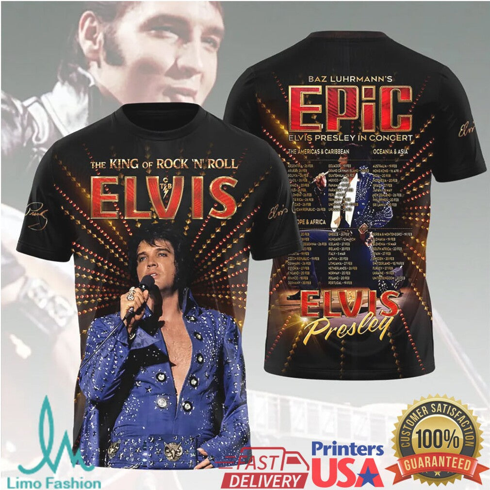 Elvis Presley Epic In Concert Baz Luhrmann Tour Vintage Retro Music Men Fans T Shirt - Limotees LLC