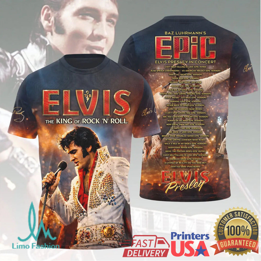 Elvis Presley Epic In Concert Tour King Of Rock N Roll Retro T Shirt - Limotees LLC
