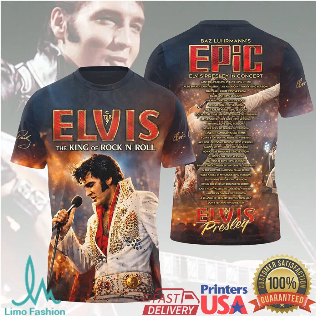 Elvis Presley Epic In Concert Tour King Of Rock N Roll Retro T Shirt - Limotees LLC