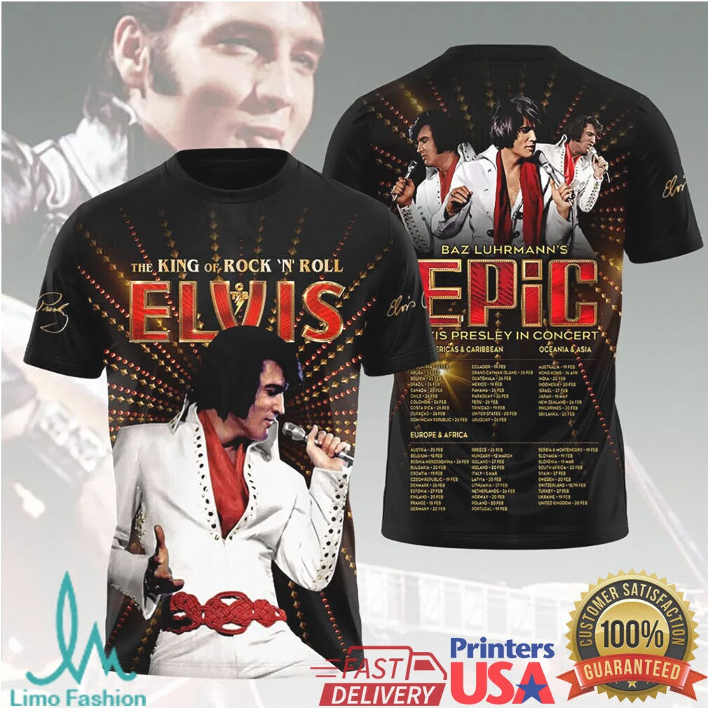 Elvis Presley Epic In Concert White Jumpsuit 2025 Retro Fans Men Women T Shirt