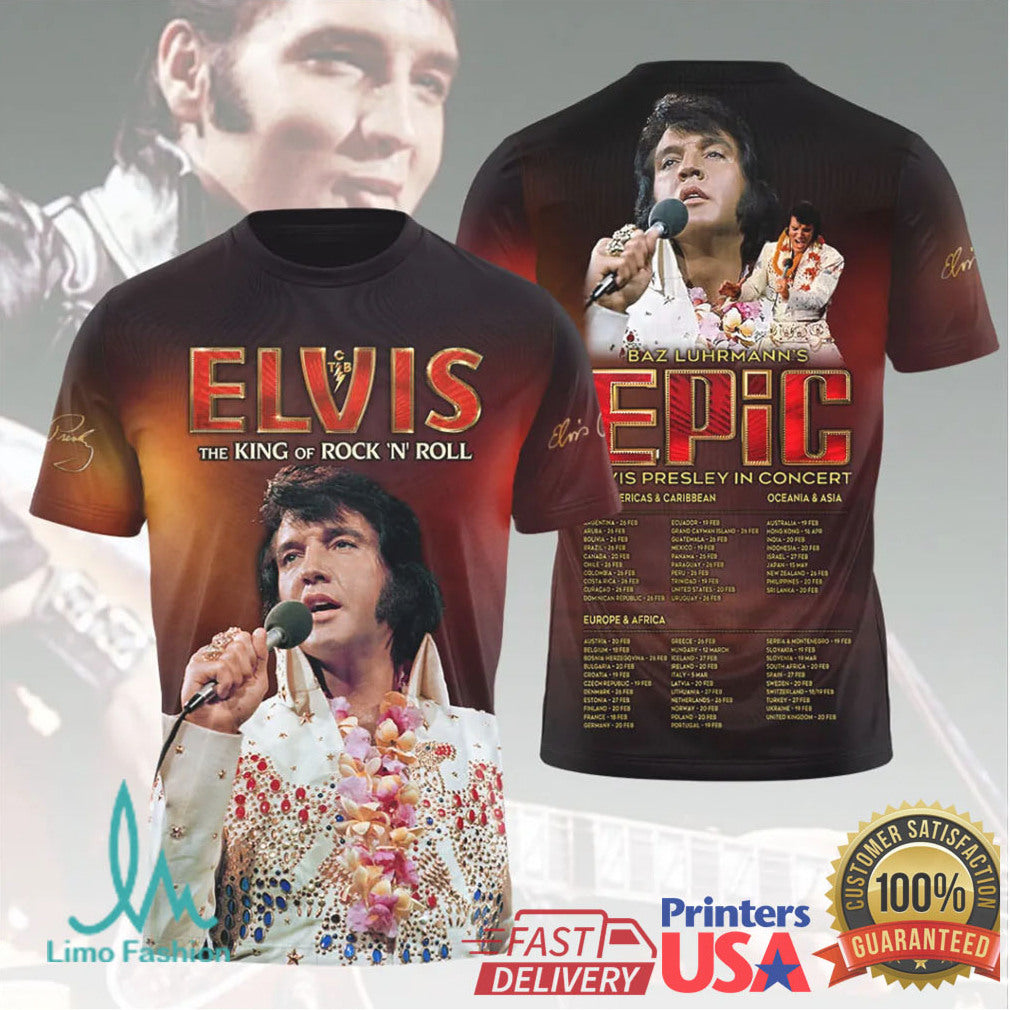 Elvis Presley Epic In Concert World Tour 2026 Iconic White Jumpsuit Vintage T Shirt - Limotees LLC