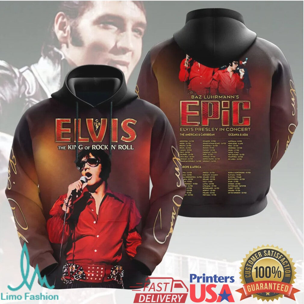 Elvis Presley Epic In Concert World Tour 2026 Red Shirt Retro Fans T Shirt - Limotees LLC
