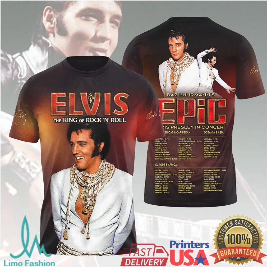 Elvis Presley King of Rock N Roll Epic Baz Luhrmann Movie Retro T Shirt - Limotees LLC