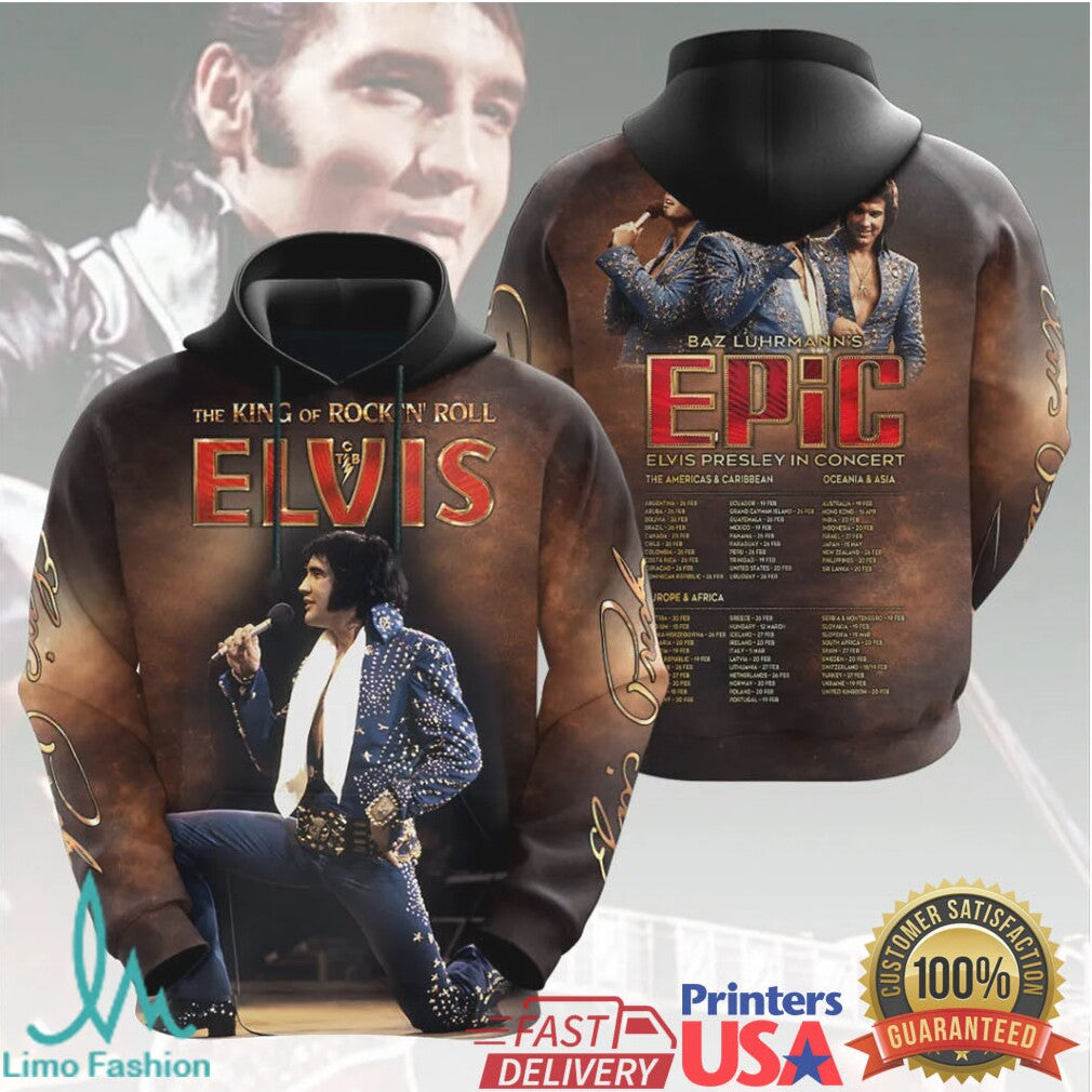 Elvis Presley King of Rock N Roll Epic Concert Tour 2026 Retro Fans T Shirt - Limotees LLC