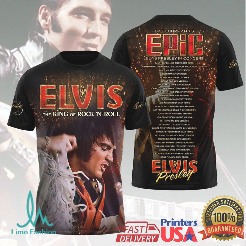 Elvis Presley King of Rock N Roll Epic Live In Concert 2026 T Shirt
