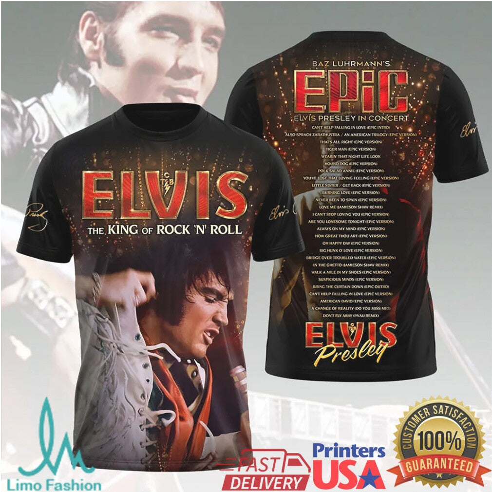 Elvis Presley King of Rock N Roll Epic Live In Concert 2026 T Shirt