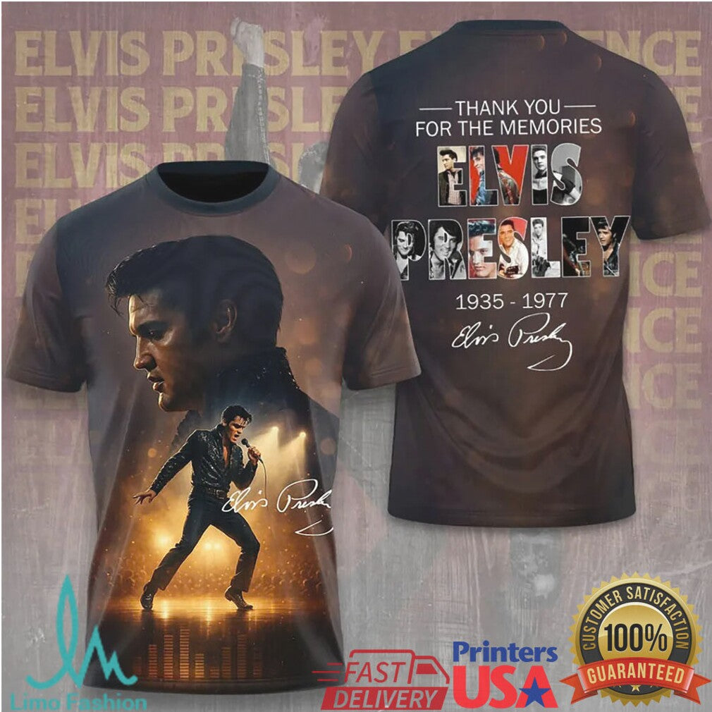 Elvis Presley “Thank You For The Memories” 1935 1977 Signature Memorial T Shirt - Limotees LLC