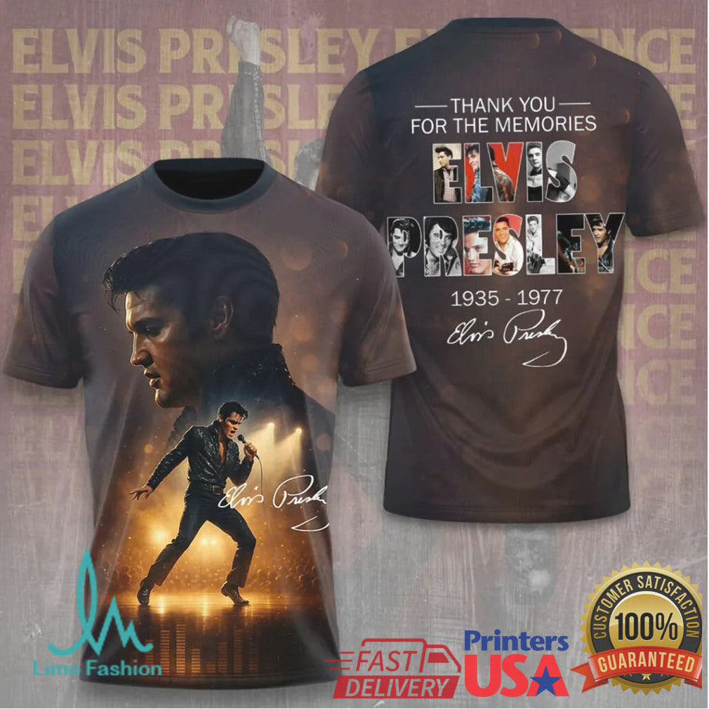 Elvis Presley “Thank You For The Memories” 1935 1977 Signature Memorial T Shirt - Limotees LLC