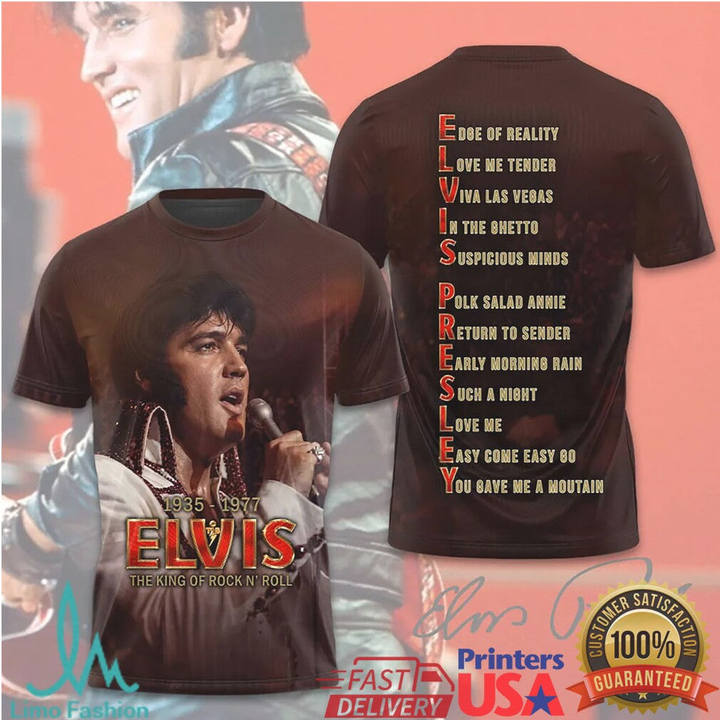 Elvis Presley The King Of Rock N Roll 1935 1977 Vintage Retro T Shirt