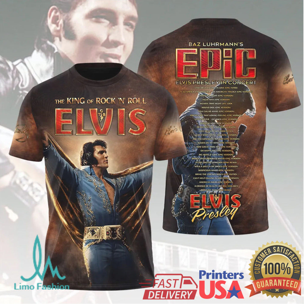 Elvis Presley The King Of Rock N Roll Epic Concert Vintage Fans T Shirt - Limotees LLC
