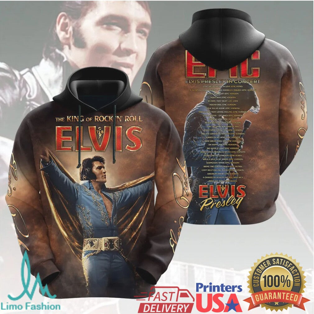 Elvis Presley The King Of Rock N Roll Epic Concert Vintage Fans T Shirt - Limotees LLC
