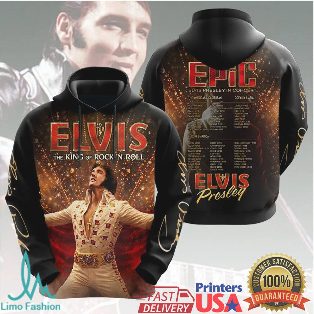 Elvis Presley The King Of Rock N Roll Epic In Concert World Tour T Shirt - Limotees LLC