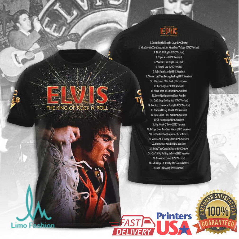 Elvis Presley The King Of Rock N Roll Epic Setlist Retro Fans T Shirt - Limotees LLC