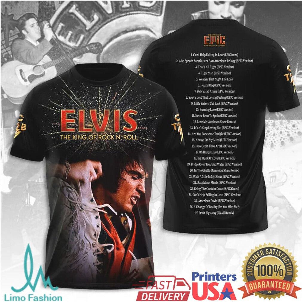 Elvis Presley The King Of Rock N Roll Epic Setlist Retro Fans T Shirt - Limotees LLC